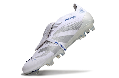 Unisex Adidas Predator Elite 25 Foldover Tongue FG Firm Ground Low-Tops Football Boots - White/Blue/Silver