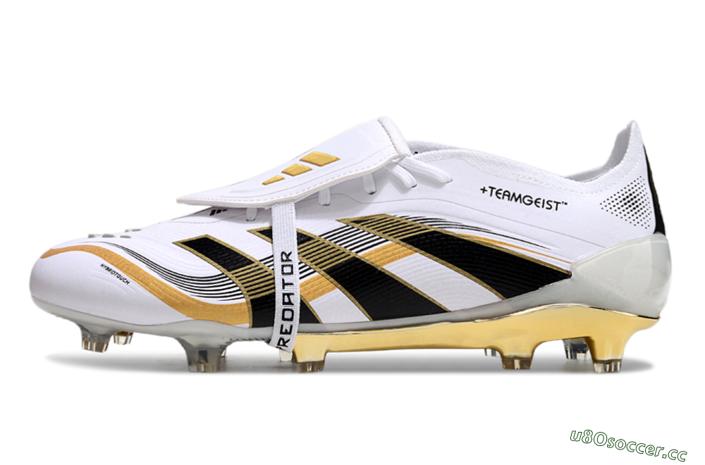 Unisex Adidas Predator Elite Foldover Tongue FG Firm Ground Low-Tops Football Boots - White/Black/Gold 0