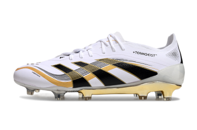 Unisex Adidas Predator Elite 25 FG Firm Ground Low-Tops Football Boots - White/Black/Gold
