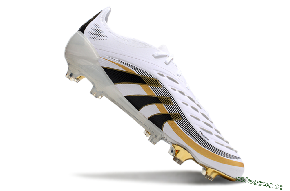 Unisex Adidas Predator Elite 25 FG Firm Ground Low-Tops Football Boots - White/Black/Gold 4