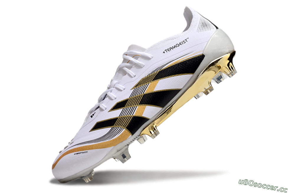Unisex Adidas Predator Elite 25 FG Firm Ground Low-Tops Football Boots - White/Black/Gold 5