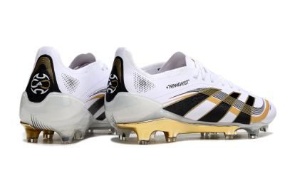 Unisex Adidas Predator Elite 25 FG Firm Ground Low-Tops Football Boots - White/Black/Gold