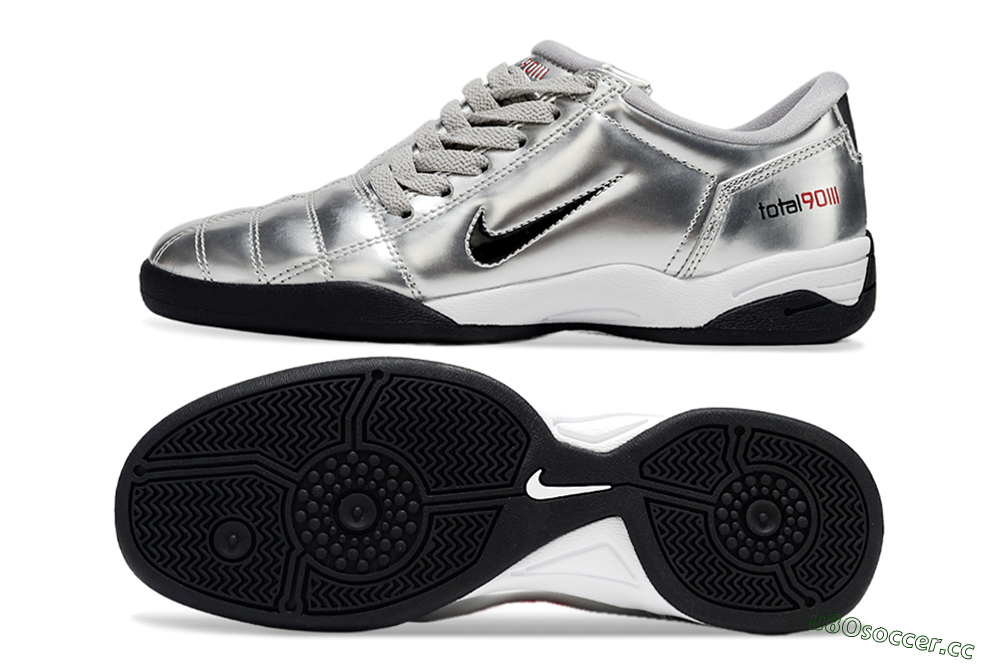 Men's Nike Total 90 II IC Indoor & Futsal Low-Tops Football Shoes - Silver/Black/White 1