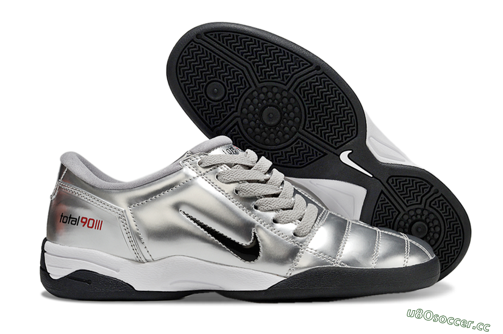 Men's Nike Total 90 II IC Indoor & Futsal Low-Tops Football Shoes - Silver/Black/White 2