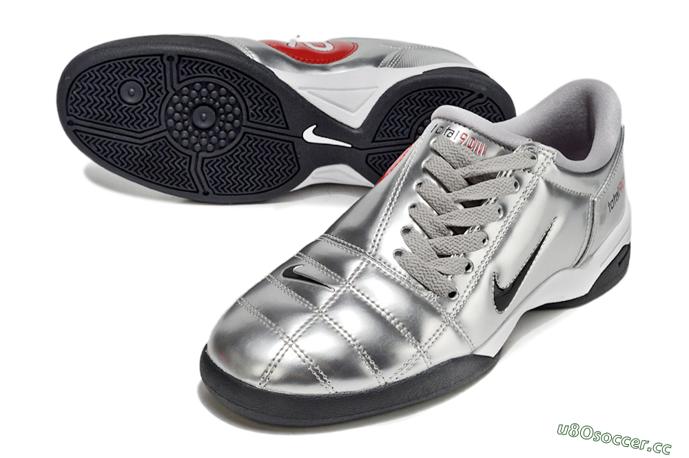 Men's Nike Total 90 II IC Indoor & Futsal Low-Tops Football Shoes - Silver/Black/White 3