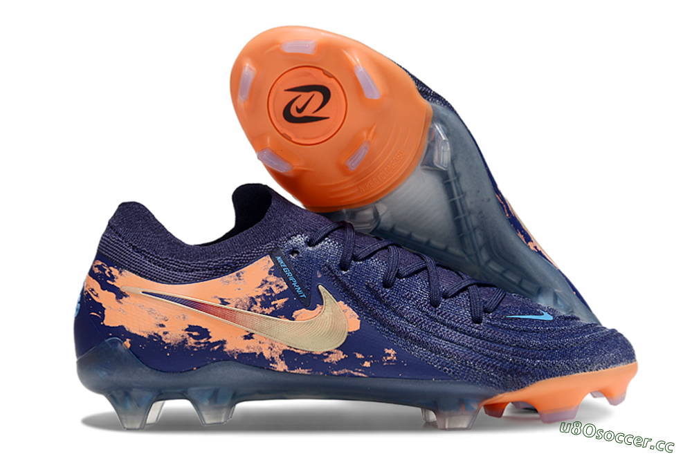 Unisex Nike Phantom Luna Elite FG Firm Ground Low-Tops Football Boots - Blue/White/Orange 2