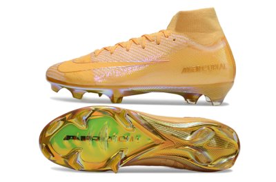 Unisex Nike Air Zoom Mercurial Superfly 10 Elite FG Firm Ground High-Tops Football Boots - Gold/Gold