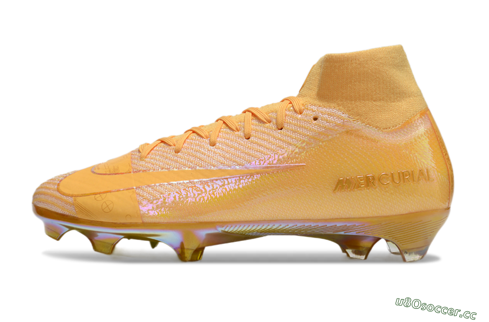 Unisex Nike Air Zoom Mercurial Superfly 10 Elite FG Firm Ground High-Tops Football Boots - Gold/Gold 0