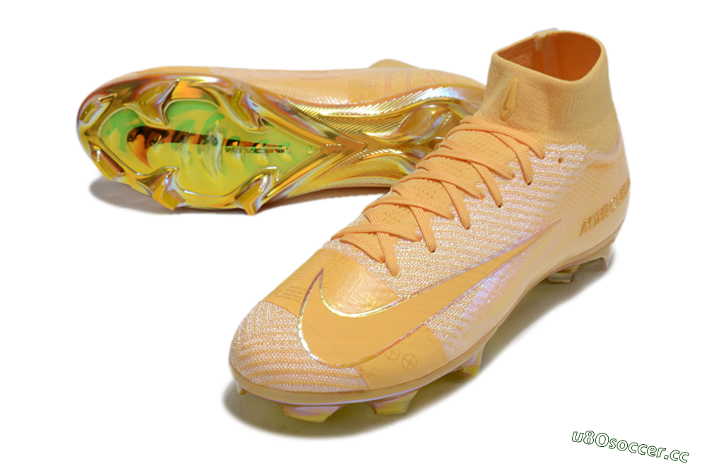 Unisex Nike Air Zoom Mercurial Superfly 10 Elite FG Firm Ground High-Tops Football Boots - Gold/Gold 3