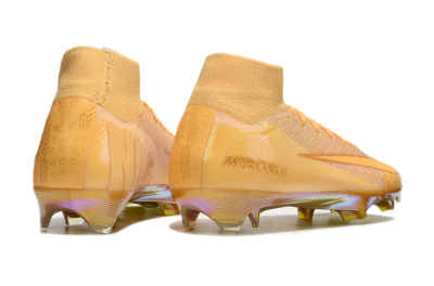 Unisex Nike Air Zoom Mercurial Superfly 10 Elite FG Firm Ground High-Tops Football Boots - Gold/Gold
