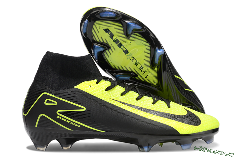 Unisex Nike Air Zoom Mercurial Superfly 10 Elite FG Firm Ground High-Tops Football Boots - Black/Yellow 2