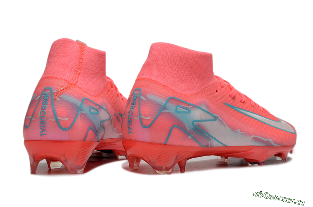 Unisex Nike Air Zoom Mercurial Superfly 10 Elite FG Firm Ground High-Tops Football Boots - Red/Silver/Blue 6