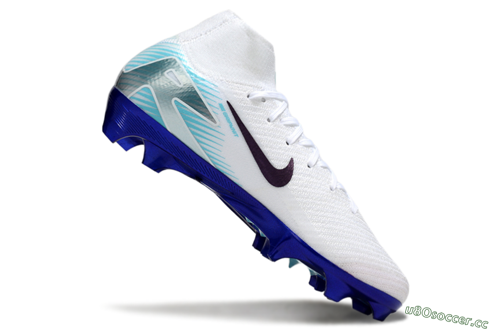 Unisex Nike Air Zoom Mercurial Superfly 10 Elite FG Firm Ground High-Tops Football Boots - White/Purple/Blue 4