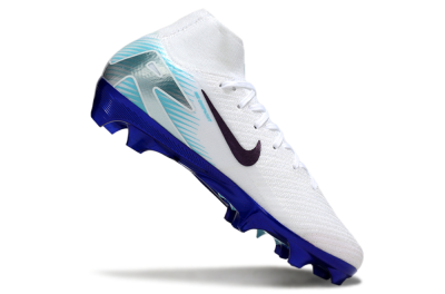 Unisex Nike Air Zoom Mercurial Superfly 10 Elite FG Firm Ground High-Tops Football Boots - White/Purple/Blue