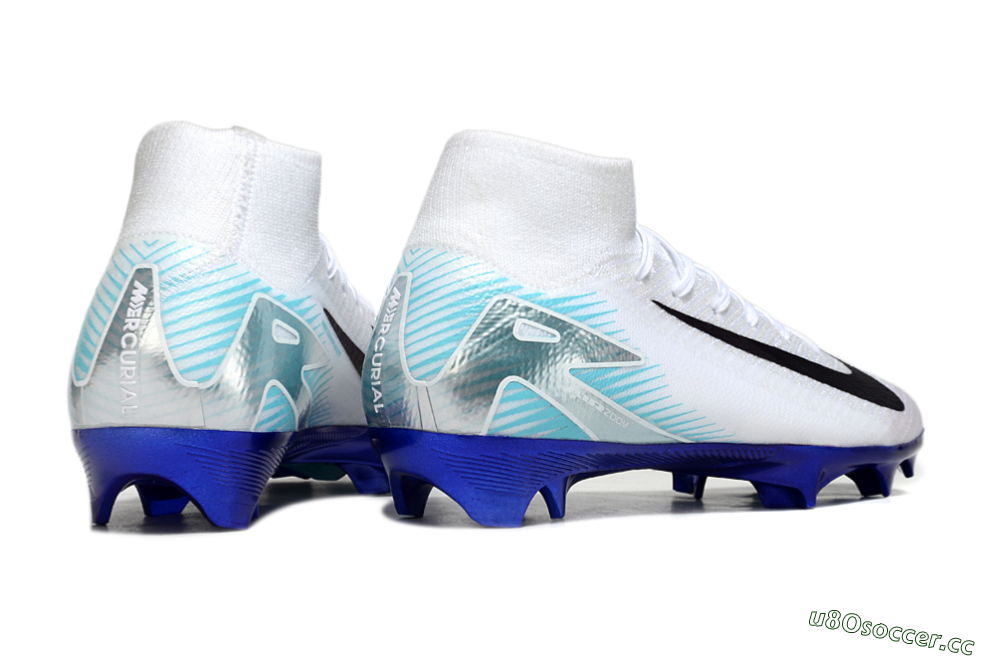 Unisex Nike Air Zoom Mercurial Superfly 10 Elite FG Firm Ground High-Tops Football Boots - White/Purple/Blue 6
