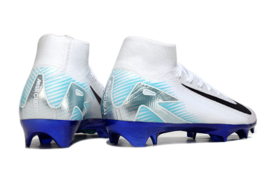 Unisex Nike Air Zoom Mercurial Superfly 10 Elite FG Firm Ground High-Tops Football Boots - White/Purple/Blue