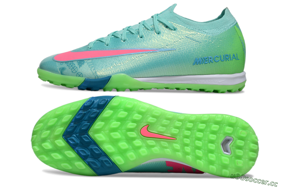 Men's Nike Air Zoom Mercurial Vapor 16 Elite TF Artificial Turf Low-Tops Football Shoes - Jade/Pink/White 1