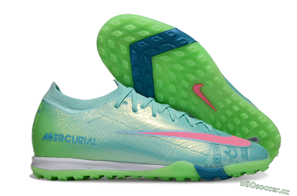 Men's Nike Air Zoom Mercurial Vapor 16 Elite TF Artificial Turf Low-Tops Football Shoes - Jade/Pink/White 2
