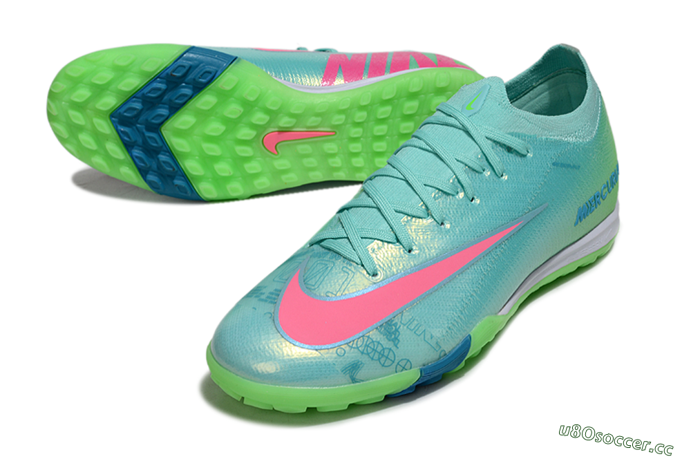 Men's Nike Air Zoom Mercurial Vapor 16 Elite TF Artificial Turf Low-Tops Football Shoes - Jade/Pink/White 3