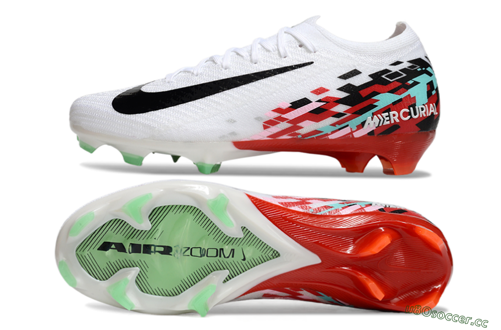 Unisex Nike Air Zoom Mercurial Vapor 16 Elite FG Firm Ground Low-Tops Football Boots - White/Black/Red 1