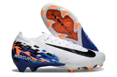 Unisex Nike Air Zoom Mercurial Vapor 16 Elite FG Firm Ground Low-Tops Football Boots - White/Black/Blue/Orange