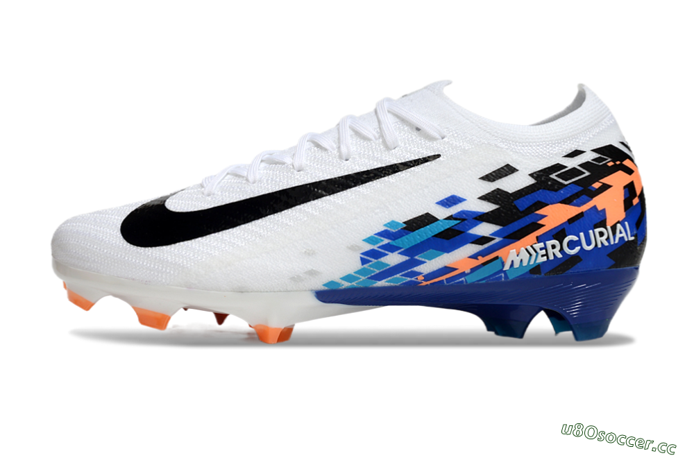 Unisex Nike Air Zoom Mercurial Vapor 16 Elite FG Firm Ground Low-Tops Football Boots - White/Black/Blue/Orange 4