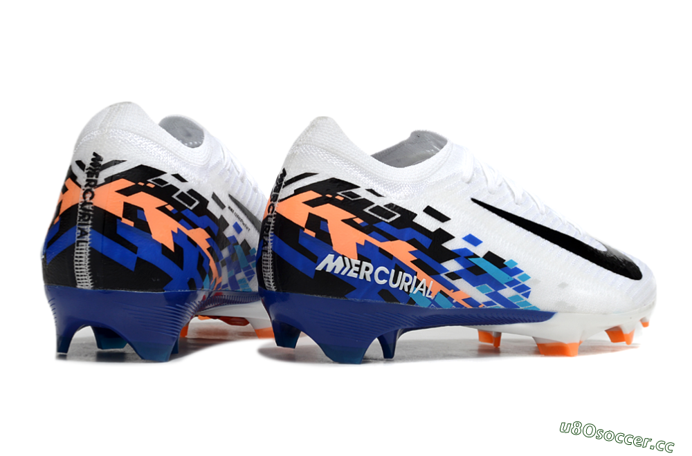 Unisex Nike Air Zoom Mercurial Vapor 16 Elite FG Firm Ground Low-Tops Football Boots - White/Black/Blue/Orange 1