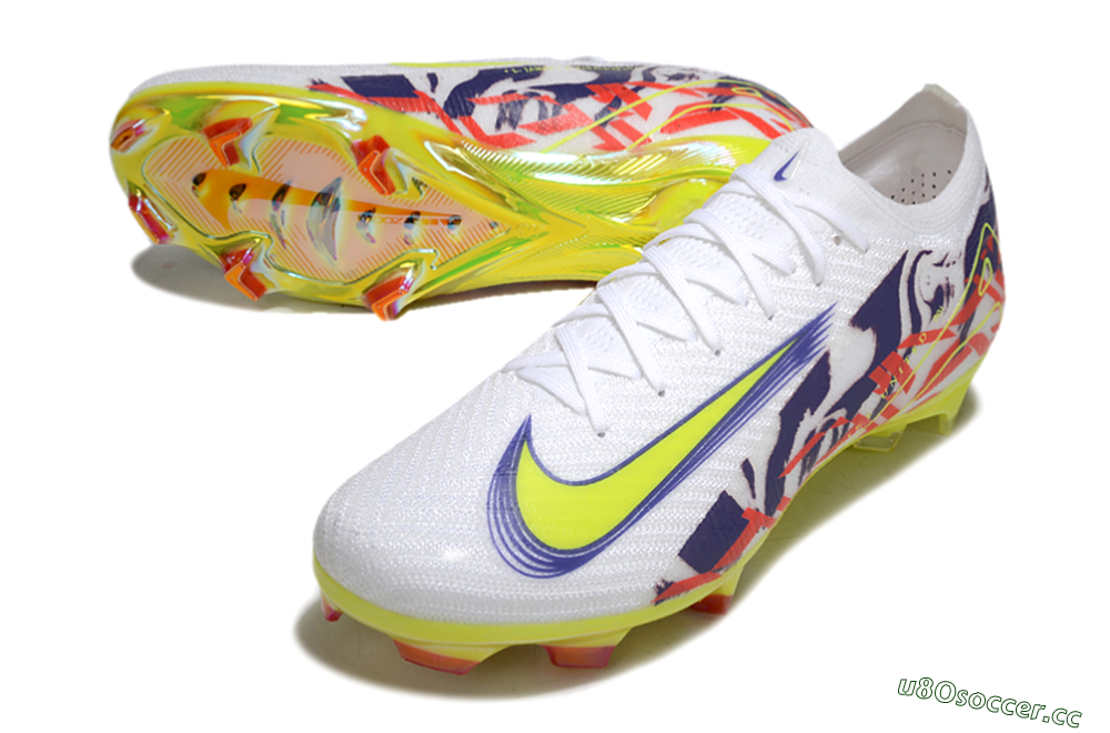 Men's Nike Air Zoom Mercurial Vapor 16 Elite FG Firm Ground Low-Tops Football Boots - White/Blue/Yellow 3