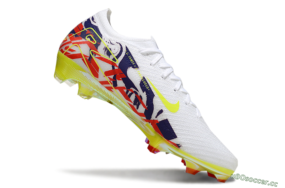Men's Nike Air Zoom Mercurial Vapor 16 Elite FG Firm Ground Low-Tops Football Boots - White/Blue/Yellow 4