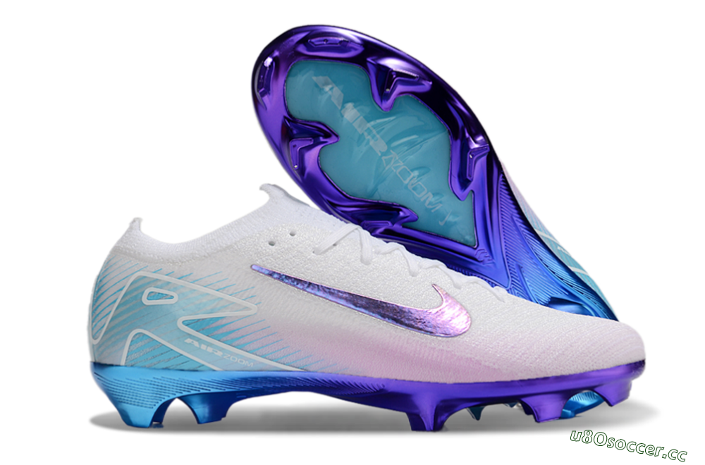 Unisex Nike Air Zoom Mercurial Vapor 16 Elite FG Firm Ground Low-Tops Football Boots - White/Purple/Blue 2