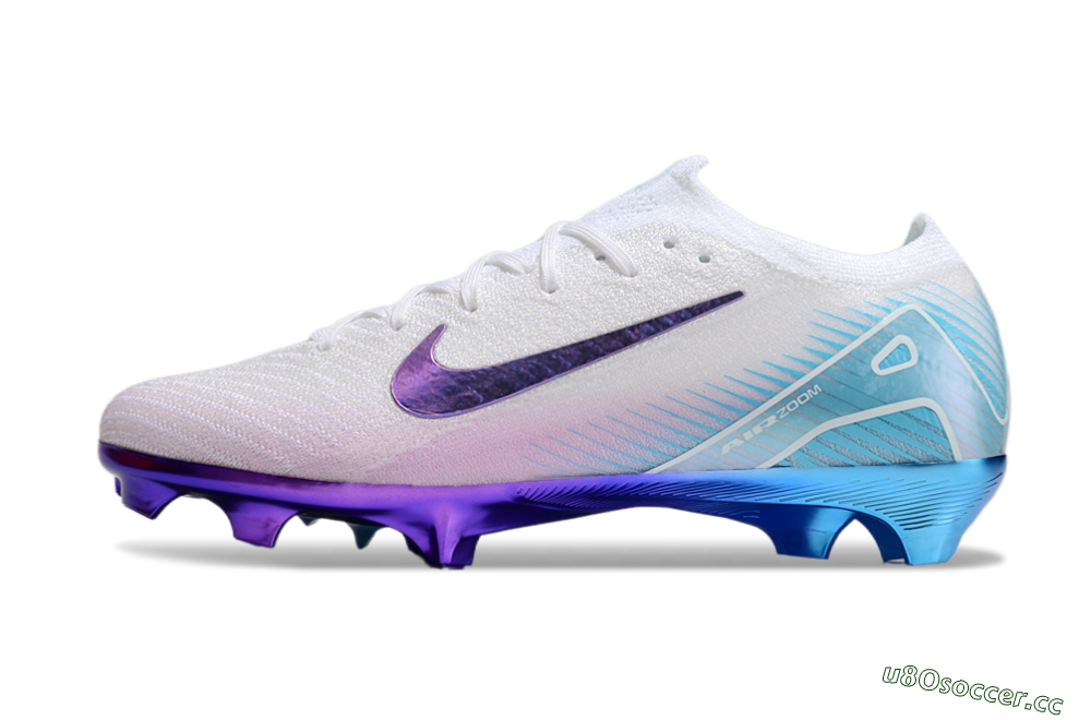Unisex Nike Air Zoom Mercurial Vapor 16 Elite FG Firm Ground Low-Tops Football Boots - White/Purple/Blue 0