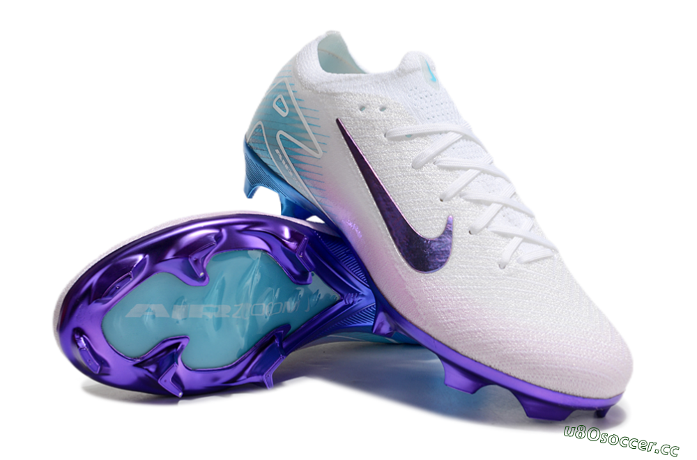 Unisex Nike Air Zoom Mercurial Vapor 16 Elite FG Firm Ground Low-Tops Football Boots - White/Purple/Blue 3