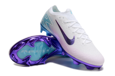 Unisex Nike Air Zoom Mercurial Vapor 16 Elite FG Firm Ground Low-Tops Football Boots - White/Purple/Blue