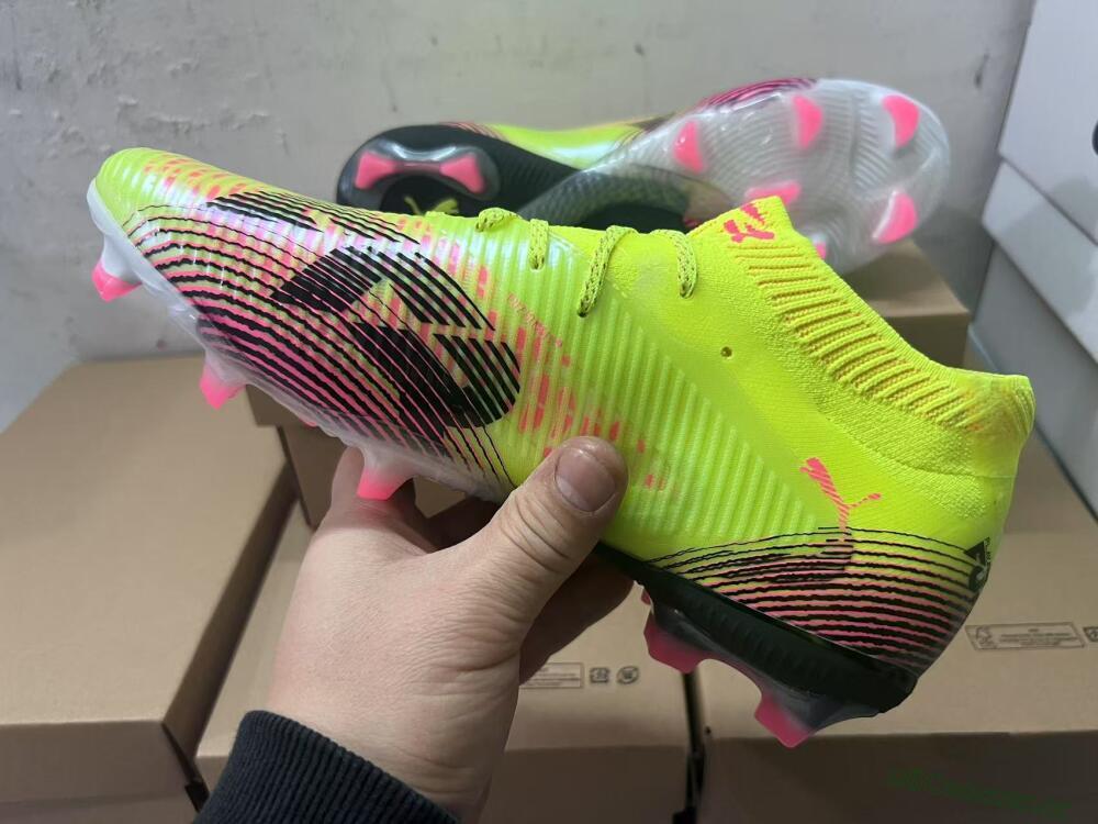 Men's Puma Future 8 Ultimate FG Firm Ground Low-Tops Football Boots - Yellow/Pink/Black