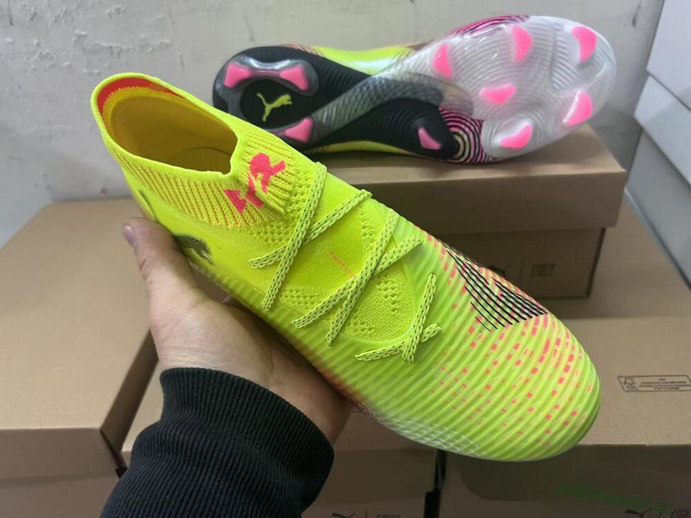 Men's Puma Future 8 Ultimate FG Firm Ground Low-Tops Football Boots - Yellow/Pink/Black