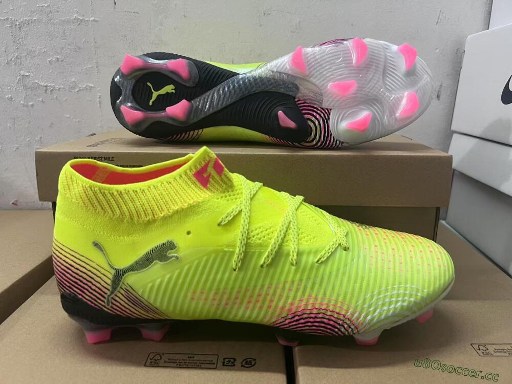 Men's Puma Future 8 Ultimate FG Firm Ground Low-Tops Football Boots - Yellow/Pink/Black