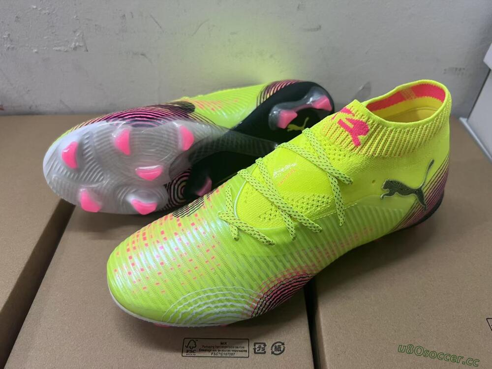 Men's Puma Future 8 Ultimate FG Firm Ground Low-Tops Football Boots - Yellow/Pink/Black