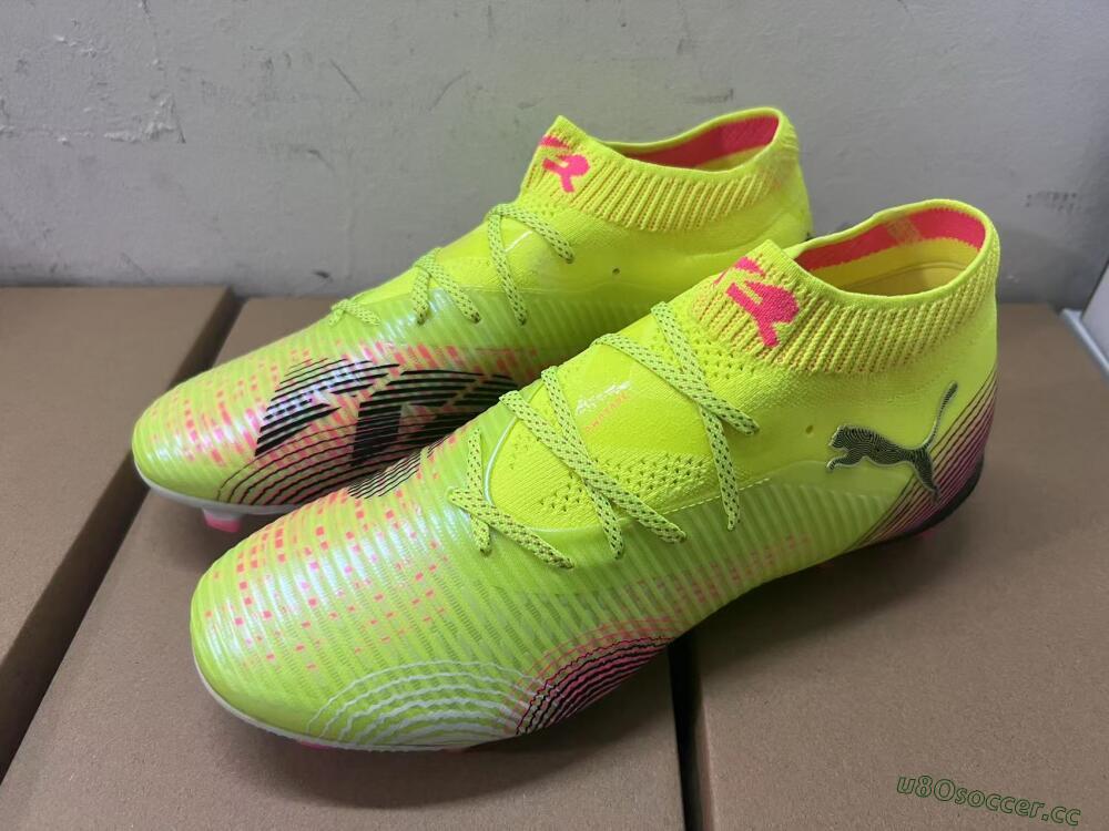 Men's Puma Future 8 Ultimate FG Firm Ground Low-Tops Football Boots - Yellow/Pink/Black