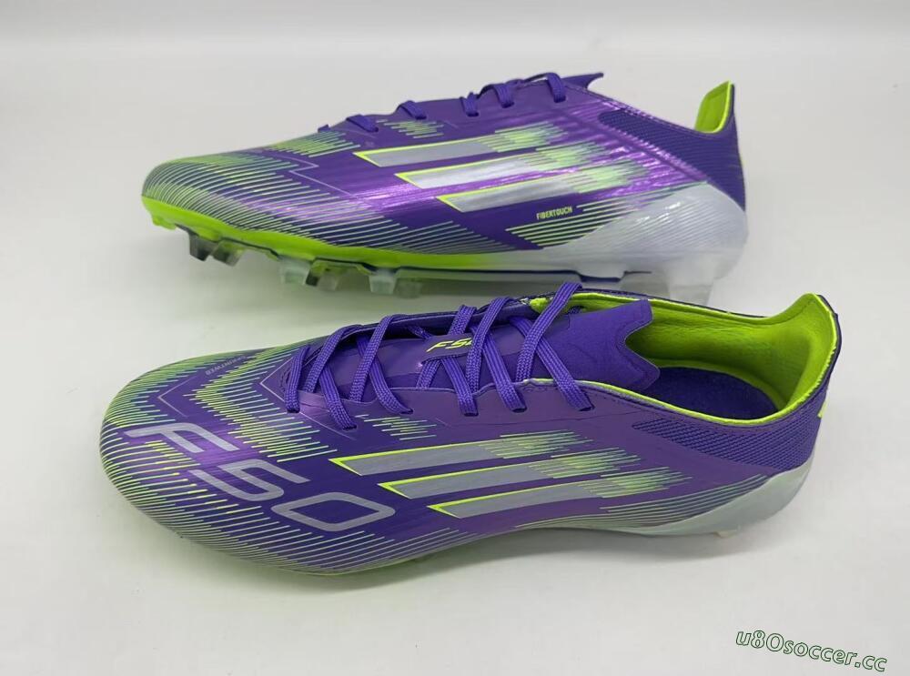Men's Adidas F50 Elite FG Firm Ground Low-Tops Football Boots - Purple/Yellow/Blue