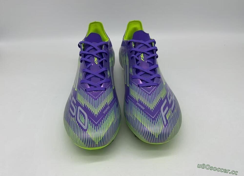 Men's Adidas F50 Elite FG Firm Ground Low-Tops Football Boots - Purple/Yellow/Blue