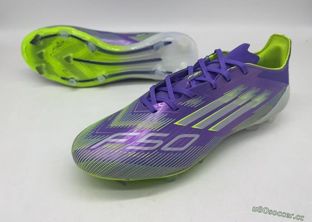 Men's Adidas F50 Elite FG Firm Ground Low-Tops Football Boots - Purple/Yellow/Blue