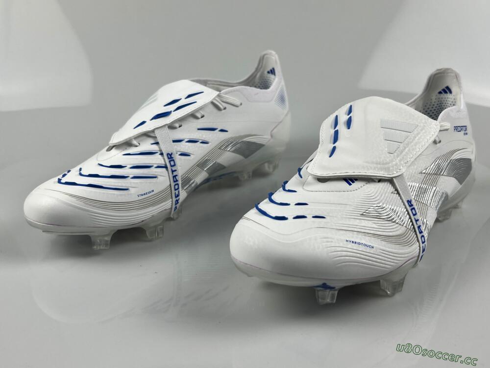 Unisex Adidas Predator Elite 25 Foldover Tongue FG Firm Ground Low-Tops Football Boots - White/Blue/Silver