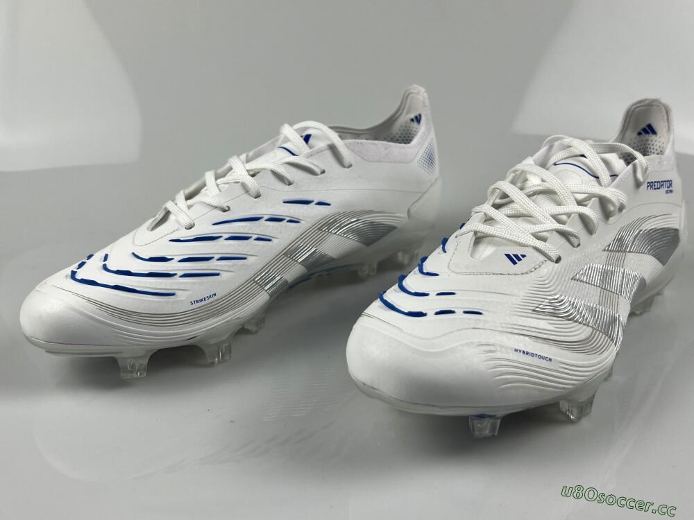 Unisex Adidas Predator Elite 25 FG Firm Ground Low-Tops Football Boots - White/Blue/Silver