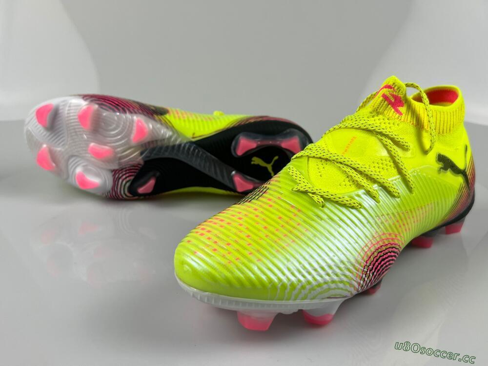 Men's Puma Future 8 Ultimate FG Firm Ground Low-Tops Football Boots - Yellow/Black/Pink