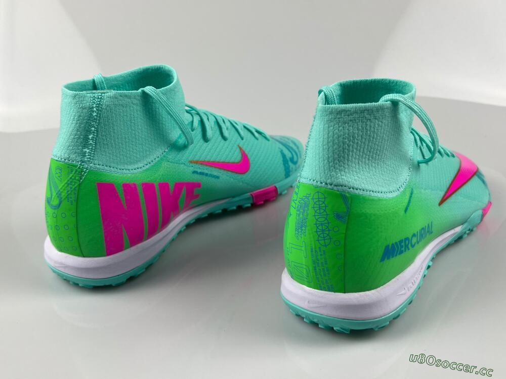 Men's Nike Air Zoom Mercurial Superfly 10 Academy TF Artificial Turf High-Tops Football Shoes - Jade/Pink/White