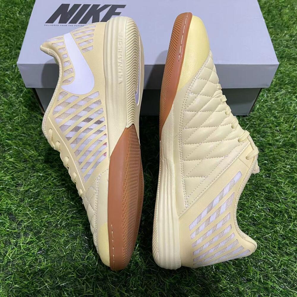 Men's Nike Lunar Gato 2 IC Indoor & Futsal Low-Tops Football Shoes - Yellow/White/Brown