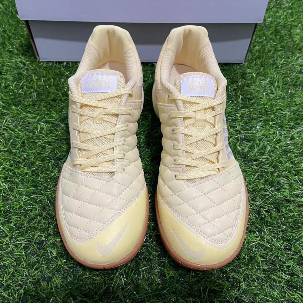 Men's Nike Lunar Gato 2 IC Indoor & Futsal Low-Tops Football Shoes - Yellow/White/Brown
