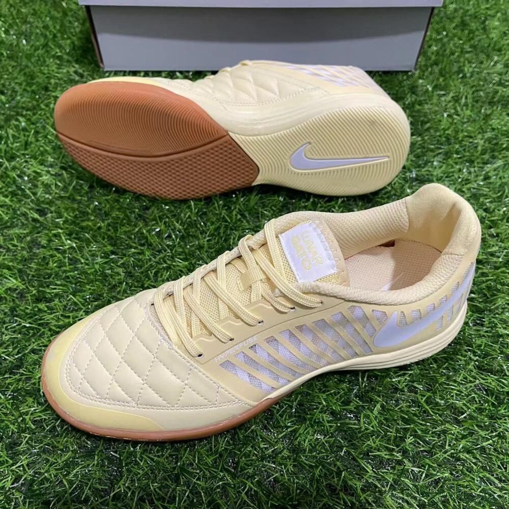 Men's Nike Lunar Gato 2 IC Indoor & Futsal Low-Tops Football Shoes - Yellow/White/Brown