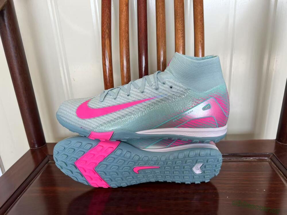 Men's Nike Air Zoom Mercurial Superfly 10 Elite TF Artificial Turf High-Tops Football Shoes - Jade/Pink/White