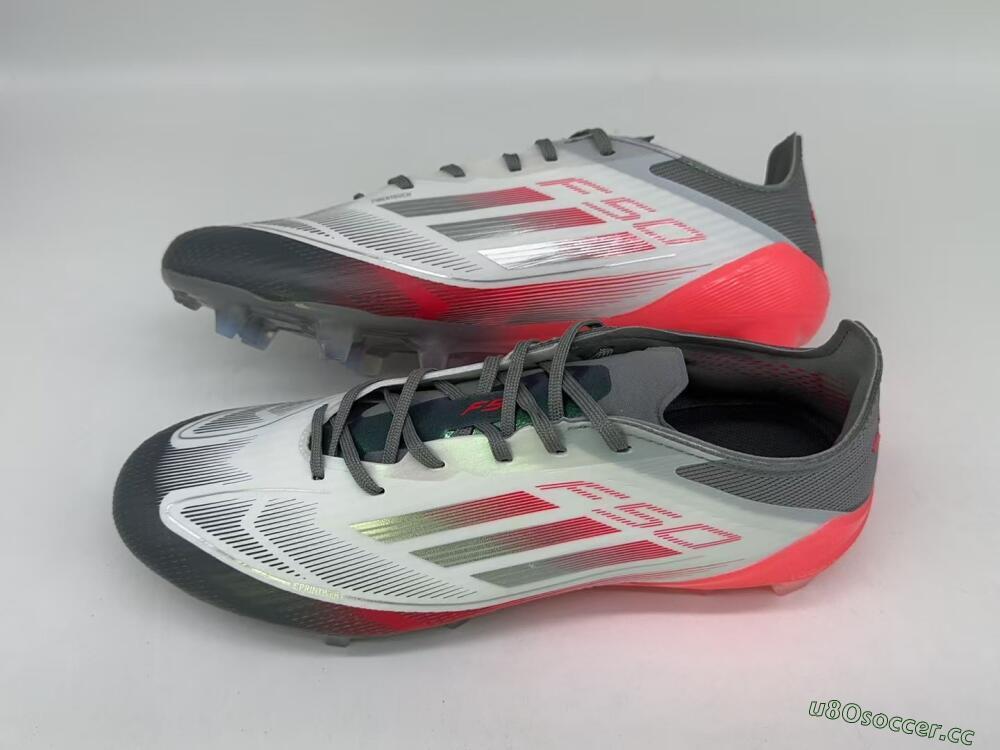Men's Adidas F50 Elite FG Firm Ground Low-Tops Football Boots - White/Silver/Red/Black